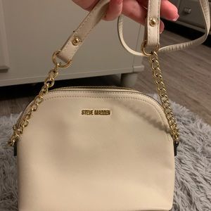 STEVE MADDEN cream saffiano leather crossbody bag